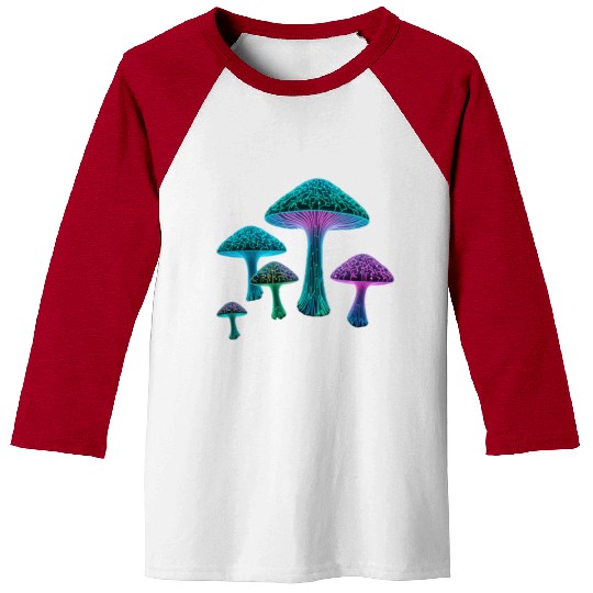 Psychedelic Neon Fungi Glow Baseball Tees