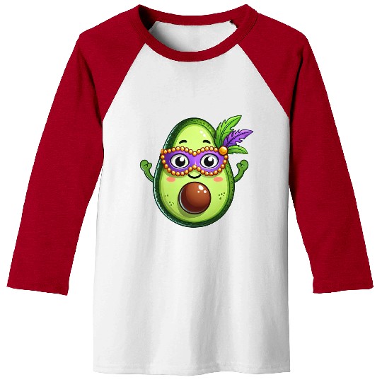 Mardi Gras Avocado Sweet Vegetarian Cartoon Baseball Tees
