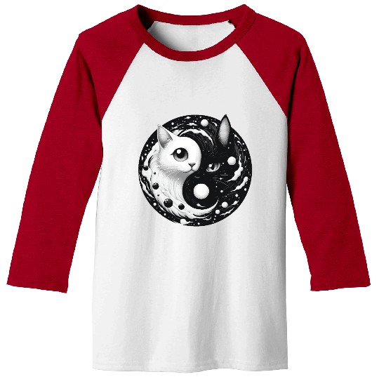 Ying and Yang Cats Asian Meditation Gift Idea Baseball Tees