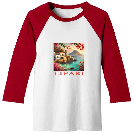 Lipari Volcano Mediterranean Terracotta Vacation Baseball Tees
