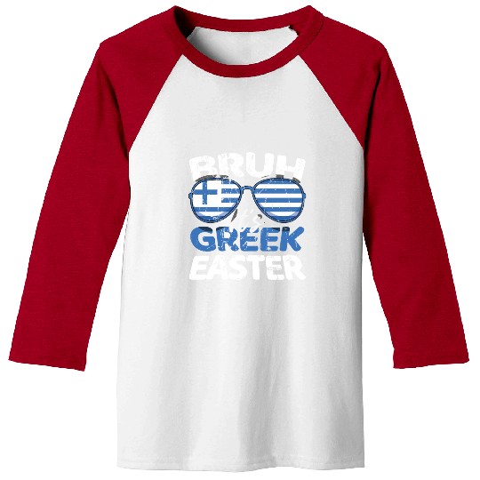 Bruh It's Greek Easter Greece Flag Funny Easter Baseball Tees