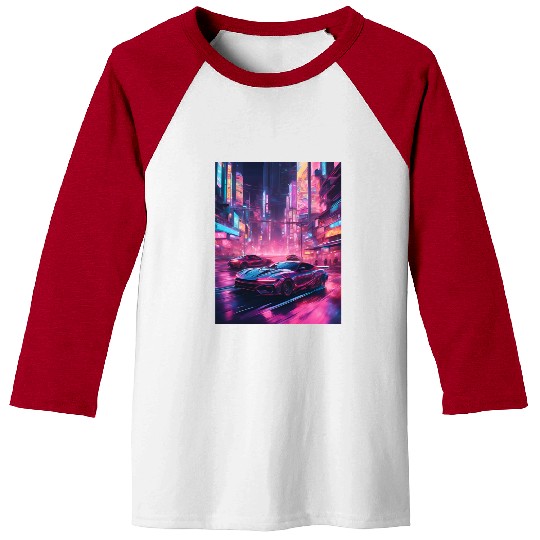 Street racers in downtown Tokyo Vaporwave Baseball Tees