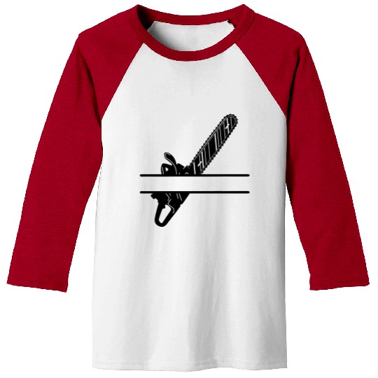 Chainsaw lumberjack banner Baseball Tees