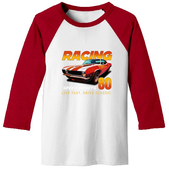 Racing Classic Car Graphic Baseball Tees, Retro Muscle Car