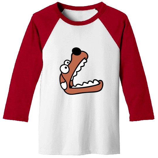 Dog Big Mouth Snout Hunger Looks Up Greedy Eating Baseball Tees