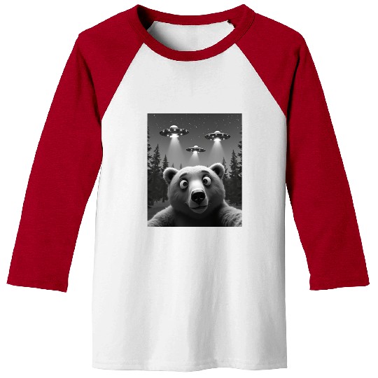 UFO Funny Bear Baseball Tees