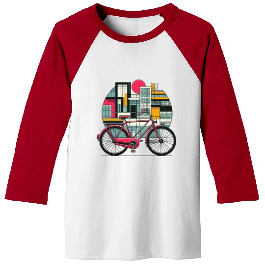Bike Bicycle City With Bauhaus Architecture Art Baseball Tees