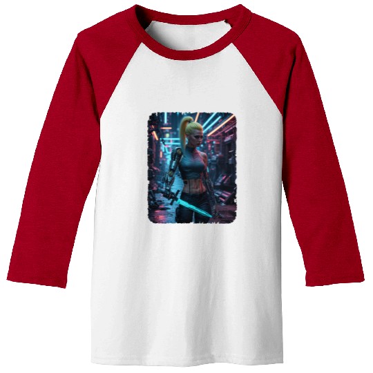 Cyberpunk women Warrior Baseball Tees