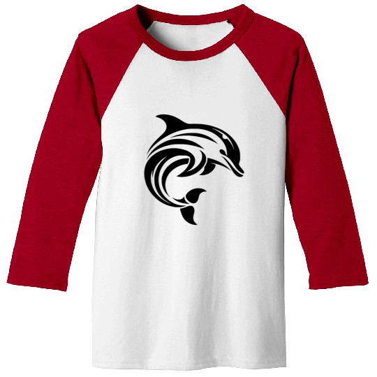 Dolphin T Tattoo In Sweeping Shape Baseball Tees