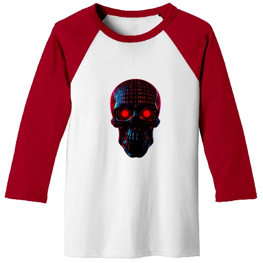 Neon Skull Binary Pulse Baseball Tees