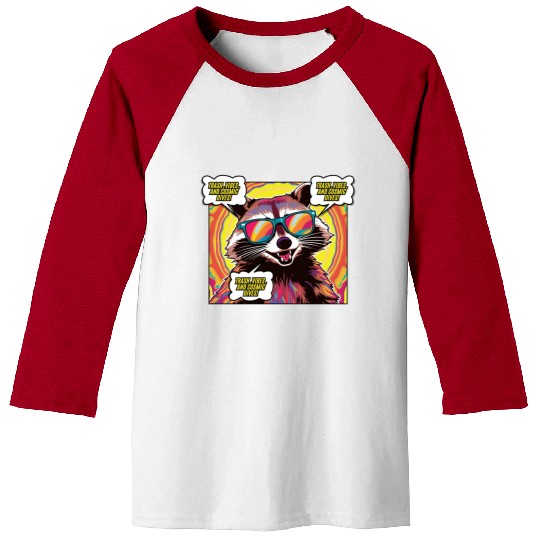 A Psychedelic Trash Advocate Raccoon Baseball Tees