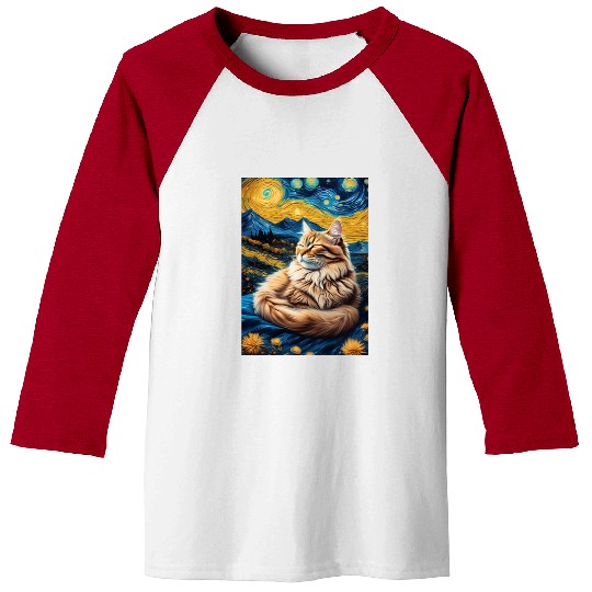 Cat painting red black cat Baseball Tees