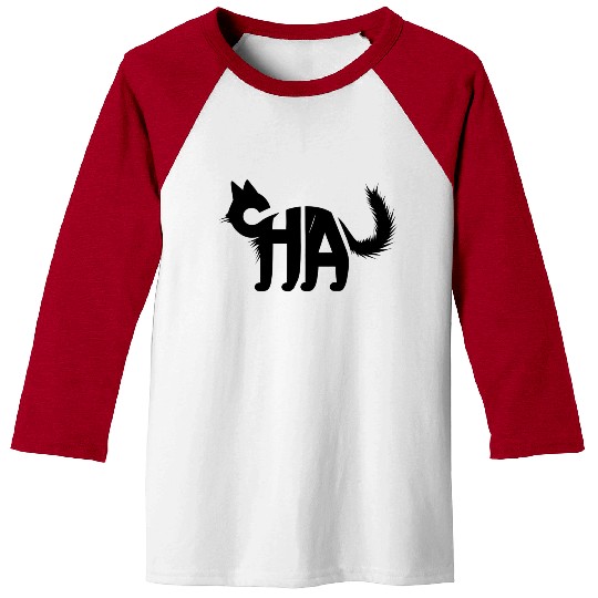 Creative Cat Silhouette with "CHA" Typography Baseball Tees