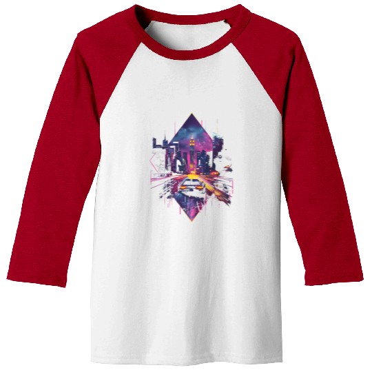 Retro Car Vaporwave City Synthwave 80s 90s Baseball Tees