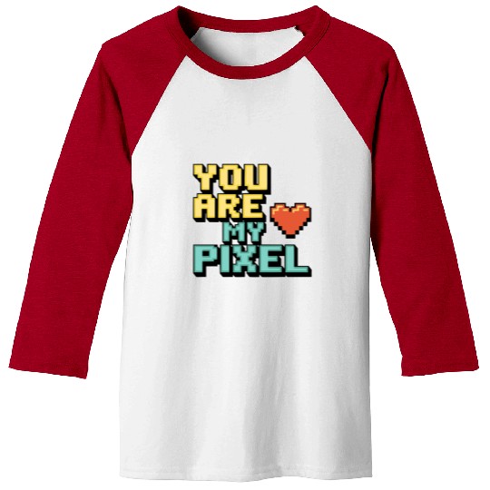 Gamer Valentine's Pixel 8-bit Gaming Couple Baseball Tees