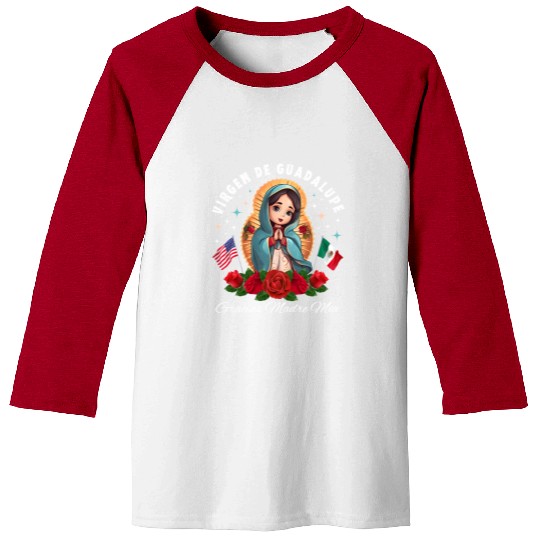 Our Lady of Guadalupe Gracias Madre Mia Mexico Baseball Tees