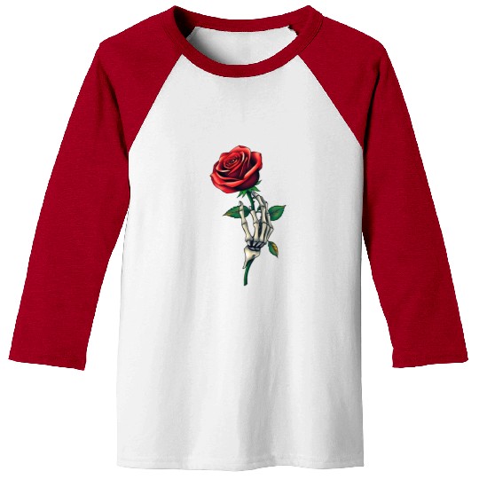 Skeleton Hand Holding a Rose: Beauty in the Dark Baseball Tees
