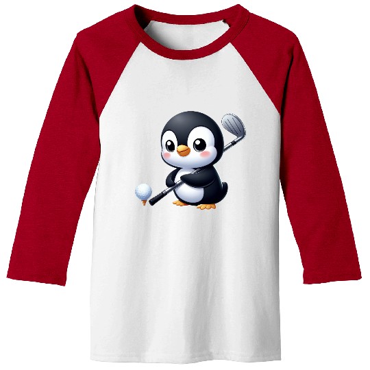 Cute Penguin Golfer Cartoon Quirky Funny Baseball Tees