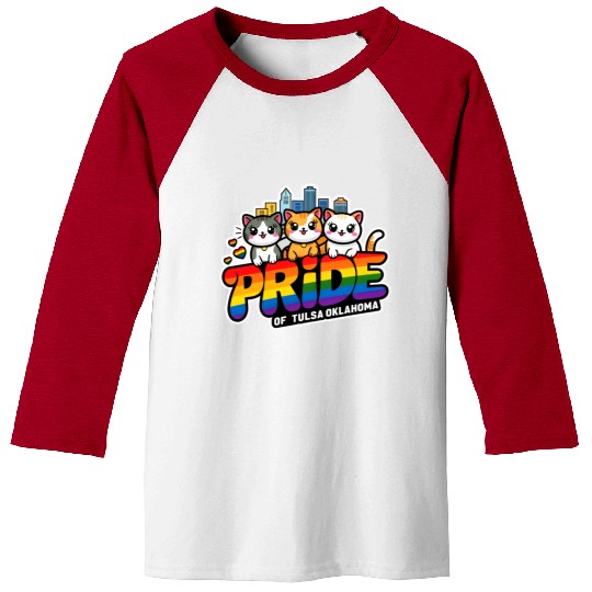 Pride of Tulsa City Oklahoma USA Rainbow Flag Baseball Tees