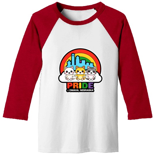 Pride of Omaha City Nebraska USA Rainbow Flag Baseball Tees