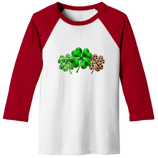 Plaid Shamrock Leopard Camouflage St Patricks Day Baseball Tees