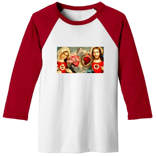Sacred Heart and Immaculate Heart Jesus and Mary Baseball Tees