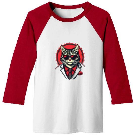 Gangster Cat Crew Design Baseball Tees