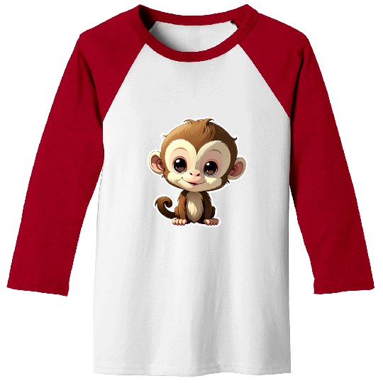 Monkey Chibi-Style Sticker Baseball Tees