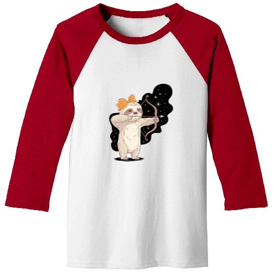 Sagittarius Zodiac Sloth Bow and Stars Baseball Tees