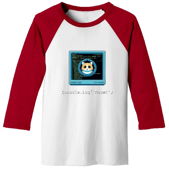 Console.Log('Meow!') Cat Coding Baseball Tees