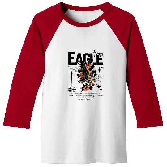 Flying Eagle Vintage Tattoo Style Design Baseball Tees