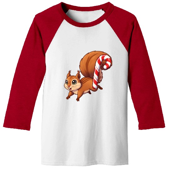 A squirrel with a candy cane tail. Baseball Tees