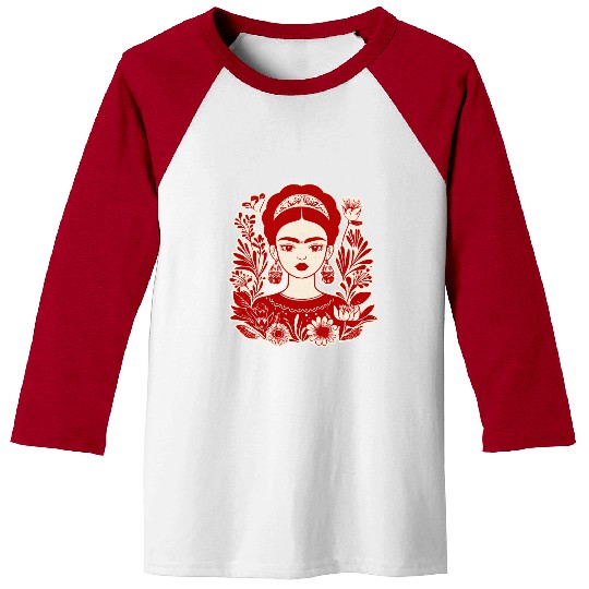 Frida Kahlo Illustration Feminist Art Baseball Tees