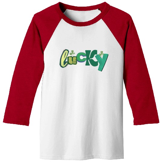 Lucky Typography with Shamrocks Baseball Tees