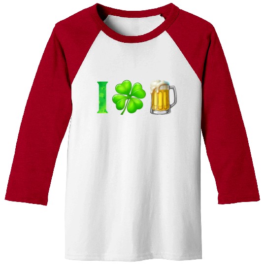 I Shamrock Beer Funny St Patrick's Day I Love Beer Baseball Tees
