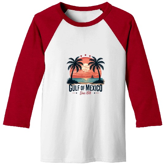 Mexico Beach Vintage Sunset Tropical Vibes Baseball Tees