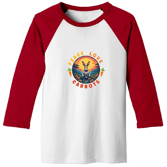 Peace Love Carrots, Funny Rabbit Lover Retro Baseball Tees
