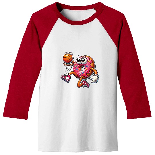 Funny Donut Dunking Cute Basketball Food Lover Baseball Tees