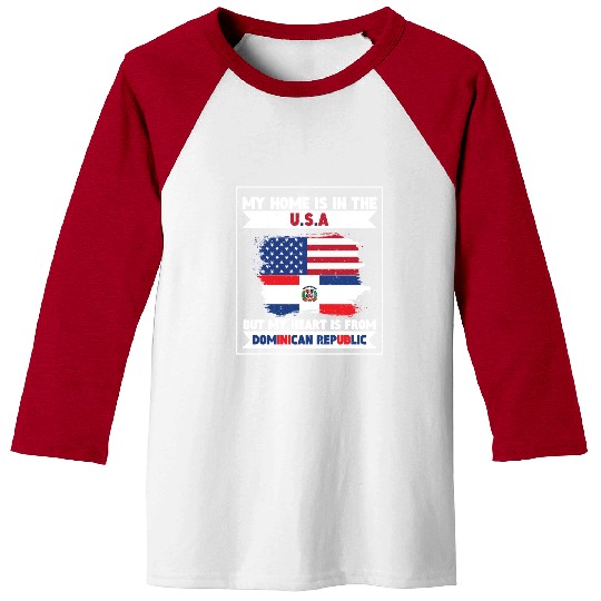 My Home The USA Heart From Dominican Republic US Baseball Tees