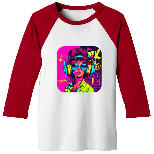 iconic pop culture 80s style fashion Baseball Tees
