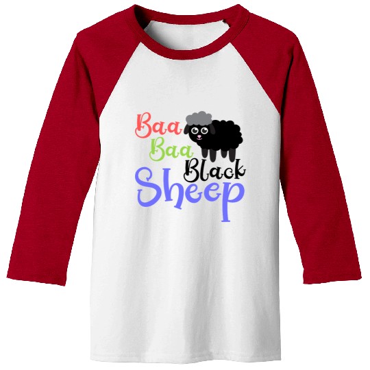 Baa Baa Black Sheep – Whimsical Nursery Rhyme Art Baseball Tees