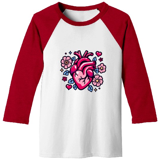 Bloom Heart Flash Tattoo Baseball Tees
