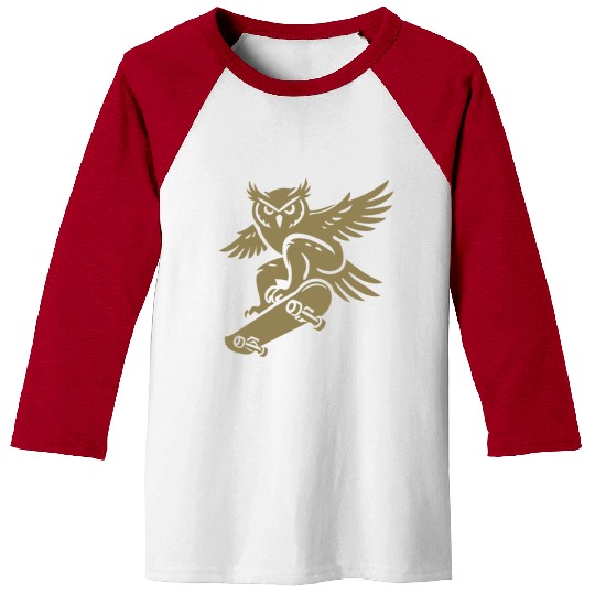 Snow Owl Skateboard Silhouette Minimalist Style Baseball Tees