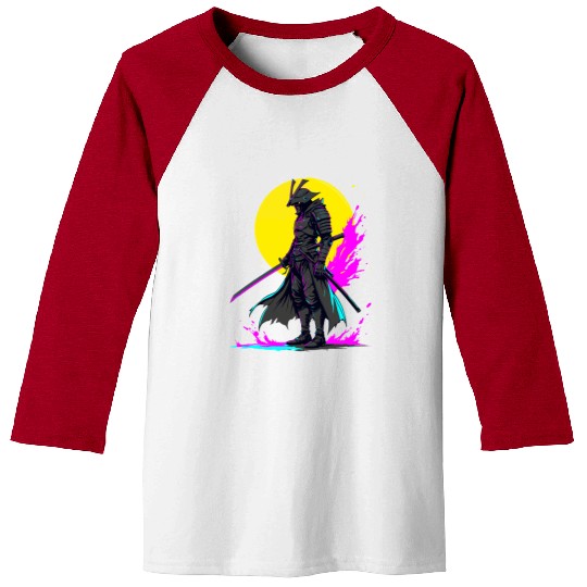 Cyberpunk Samurai Warrior Neon Art Design Baseball Tees