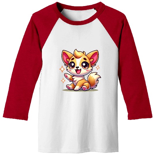 Charming Fox Cub Cartoon Design Baseball Tees
