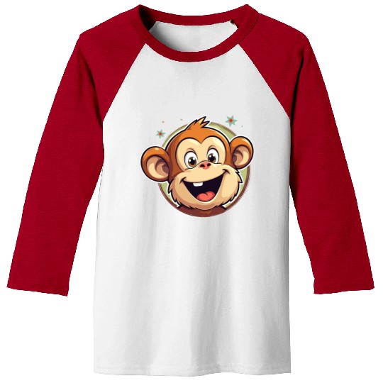 Cute Cartoon Monkey Face Baseball Tees