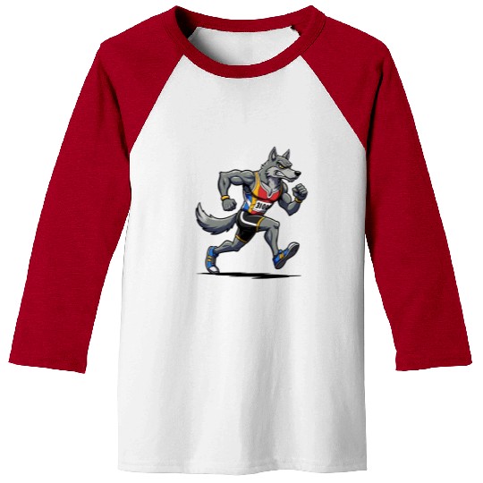Wolf marathon runner Baseball Tees