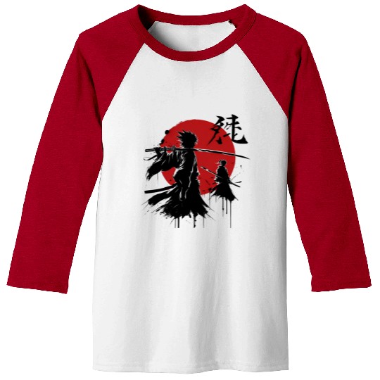 Shadow Samurai Warriors Under Blood Moon Baseball Tees