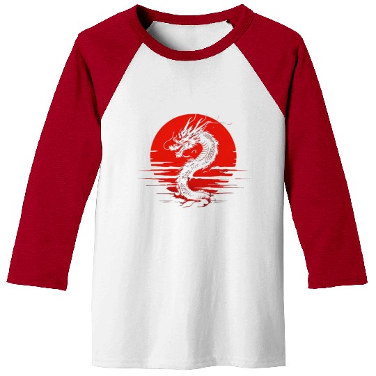 Dragon Rising Under the Blood Moon Baseball Tees