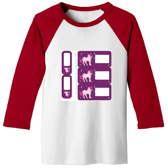 DIY Name Sticker Set - Fantasy Unicorn Purple - 5 Baseball Tees